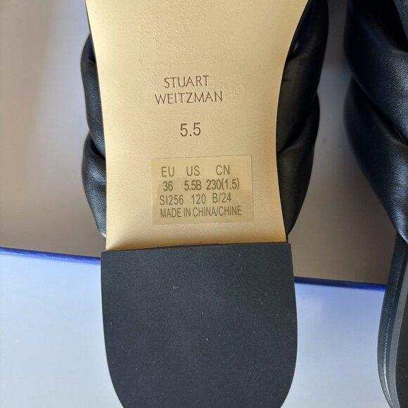 Stuart Weitzman Size 5.5 B Black Crossover Flat Slide New in Box Black Leather - Picture 8 of 10